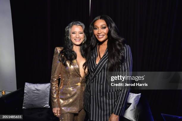 Kelly Hu and Cynthia Bailey attend BMF Season 3 Los Angeles Premiere at Hollywood Athletic Club on February 29, 2024 in Hollywood, California.