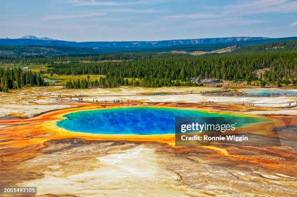 grand prismatic geyser - grand prismatic spring stock pictures, royalty-free photos & images