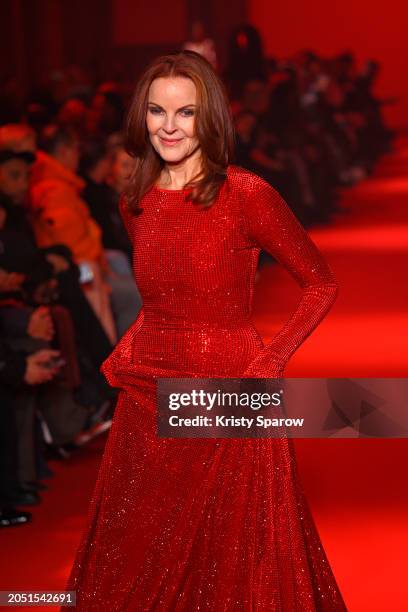 Marcia Cross walks the runway during the Vetements Womenswear Fall/Winter 2024-2025 show as part of Paris Fashion Week on March 01, 2024 in Paris,...