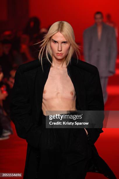 Britney Manson walks the runway during the Vetements Womenswear Fall/Winter 2024-2025 show as part of Paris Fashion Week on March 01, 2024 in Paris,...