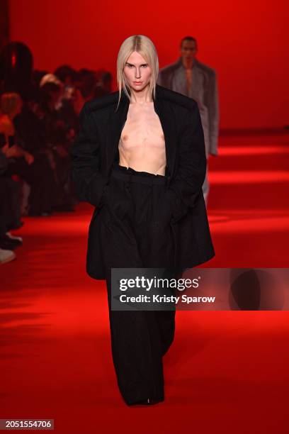 Britney Manson walks the runway during the Vetements Womenswear Fall/Winter 2024-2025 show as part of Paris Fashion Week on March 01, 2024 in Paris,...