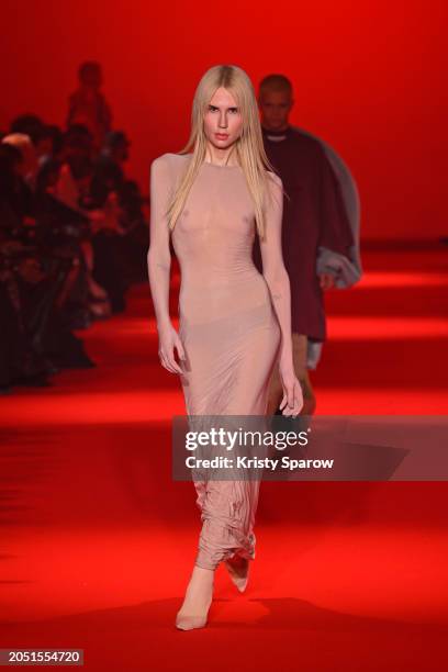 Britney Manson walks the runway during the Vetements Womenswear Fall/Winter 2024-2025 show as part of Paris Fashion Week on March 01, 2024 in Paris,...