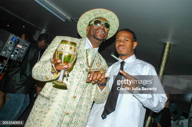 Don "Magic" Juan & Chamillionaire on the set of UGK & OutKast's "Int'l Players Anthem " video shoot on May 16 in Los Angeles, California.