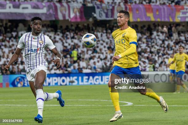 Cristiano Ronaldo of Al Nassr in action during the AFC Champions League Quarterfinal match between Al Ain and Al Nassr at Hazza bin Zayed Stadium in...