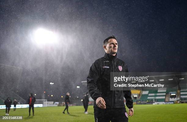 Dublin , Ireland - 4 March 2024; Ciarán Coll of Derry City before the SSE Airtricity Men's Premier Division match between Shamrock Rovers and Derry...