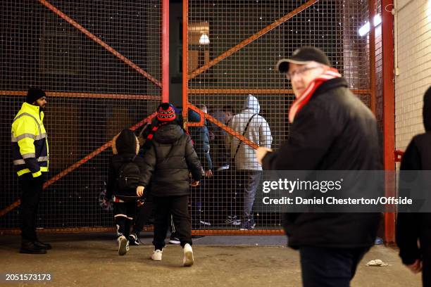 Sheffield United fans leave at half-time after they go 5 nil down in the first half during the Premier League match between Sheffield United and...