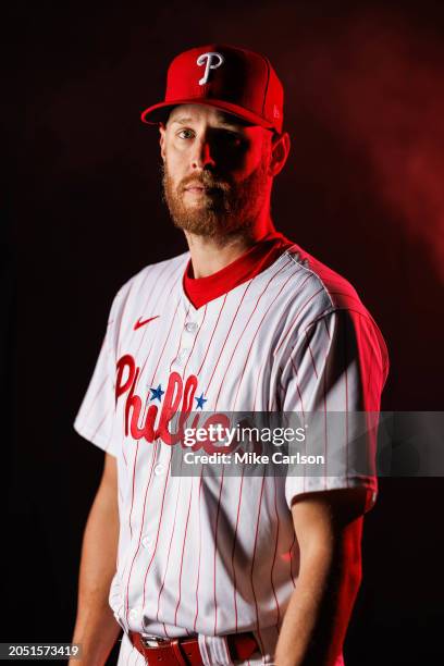 Zack Wheeler of the Philadelphia Phillies poses for a photo during the Philadelphia Phillies Photo Day at BayCare Ballpark on Thursday, February 22,...