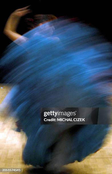 Spanish flamenco dancer Belen Maya dances during the rehearsal of her performance "Dibujos" 29 August, 2007 in Archa Theatre, in Prague. AFP...
