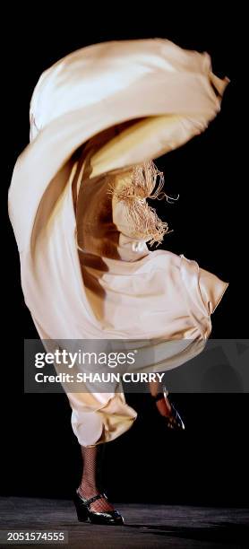 Spanish flamenco dancer Sara Baras performs the 'Buleria' on stage at the press view for Ballet Flamenco Sara Baras Sabores, at London's Sadlers...