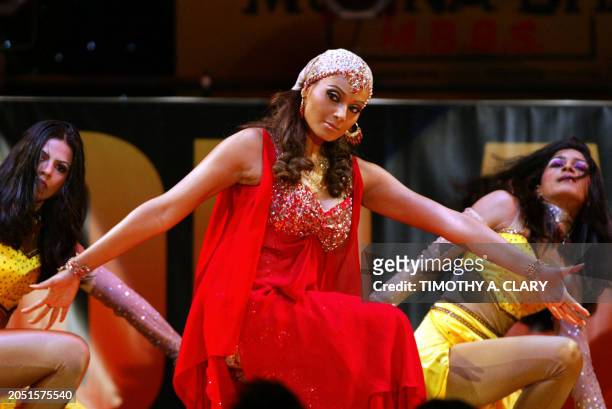 Bollywood performers dance during the 2004 Bollywood Movie Awards at the Trump Taj Mahal, 01 May 2004, in Atlantic City, New Jersey. The fourth...