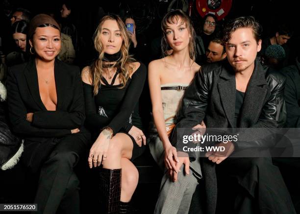 Guest, Paris Jackson, Ari Fournier and Cole Sprouse at Coperni Fall 2024 Ready-to-Wear Show as part of Paris Ready to Wear Fashion Week held at...