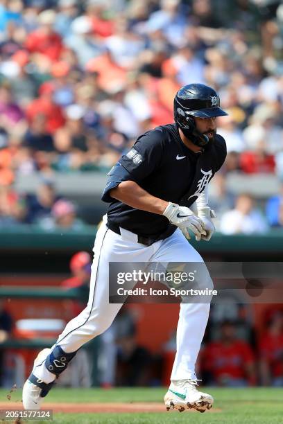 Detroit Tigers outfielder Riley Greene at bat during the spring training game between the Boston Red Sox and the Detroit Tigers on March 04, 2024 at...