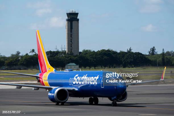 Southwest Airlines Boeing 737 MAX 8 arrives at Daniel K. Inouye International Airport on January 20, 2024 in Honolulu, Hawaii.