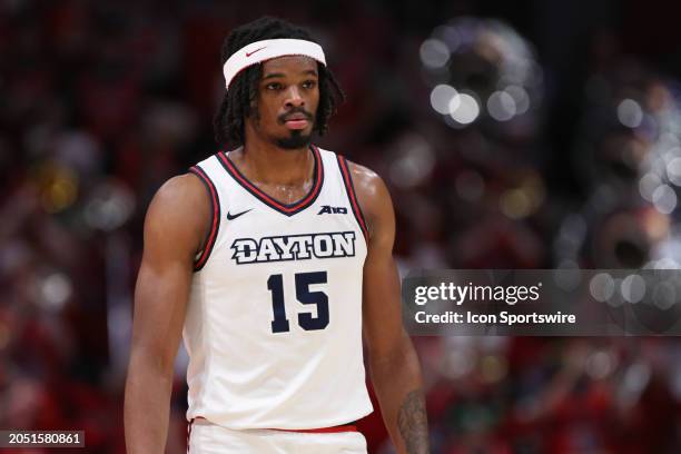 Dayton Flyers forward DaRon Holmes II during the game against the Davidson Wildcats and the Dayton Flyers on February 27 at UD Arena in Cincinnati,...