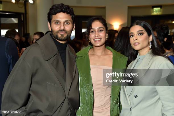 Jay Shetty, Radhi Devlukia-Shetty and Lilly Singh at the South Asians at the Oscars Pre-Party held at Paramount Pictures Studios on March 4, 2024 in...