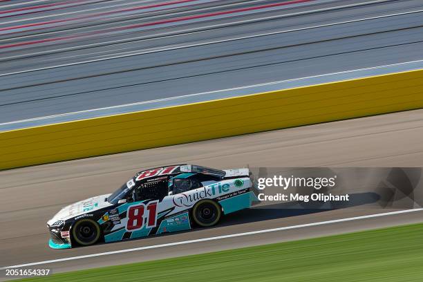 Chandler Smith, driver of the QuickTie Toyota, drives during practice for the NASCAR Xfinity Series The LiUNA! at Las Vegas Motor Speedway on March...
