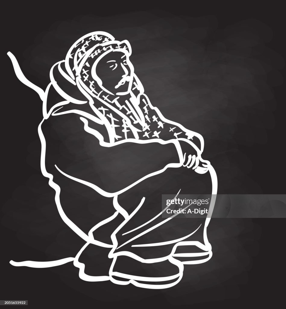 Homme portant Kufiya Tableau noir au repos