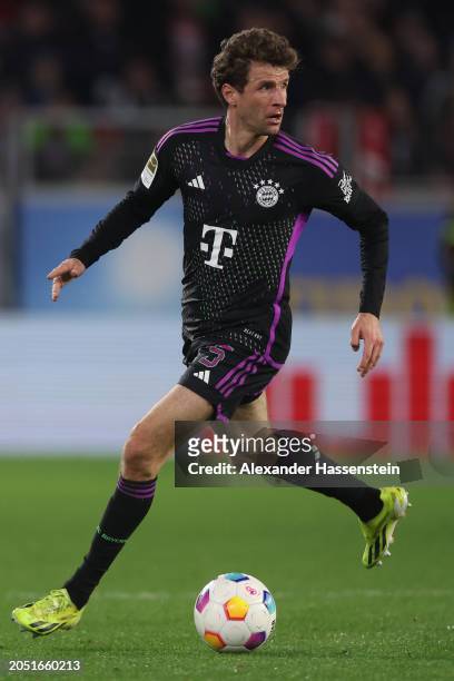 Thomas Müller of FC Bayern München runs with the ball during the Bundesliga match between Sport-Club Freiburg and FC Bayern München at Europa-Park...
