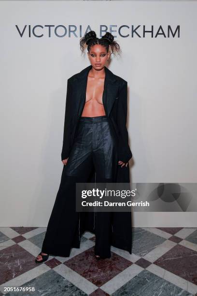 Willow Smith arrives at the Victoria Beckham AW24 show during Paris Fashion Week on March 01, 2024 in Paris, France.