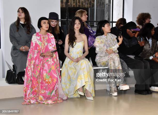 Kiwi Lee, Shen Mengchen and Michelle Song attend the Léonard Paris Womenswear Fall/Winter 2024-2025 show as part of Paris Fashion Week on March 01,...