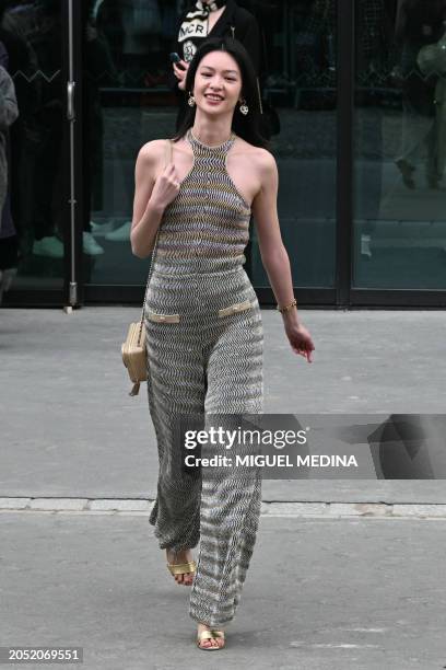 Chinese model and actress Qiu Tian arrives for the presentation of creations by Chanel for the Women Ready-to-wear Fall-Winter 2024/2025 collection...