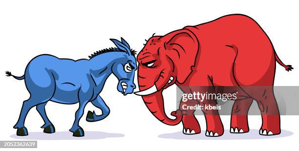 demokratischer esel vs. republikanischer elefant - republikanischer us präsidentschaftskandidat stock-grafiken, -clipart, -cartoons und -symbole