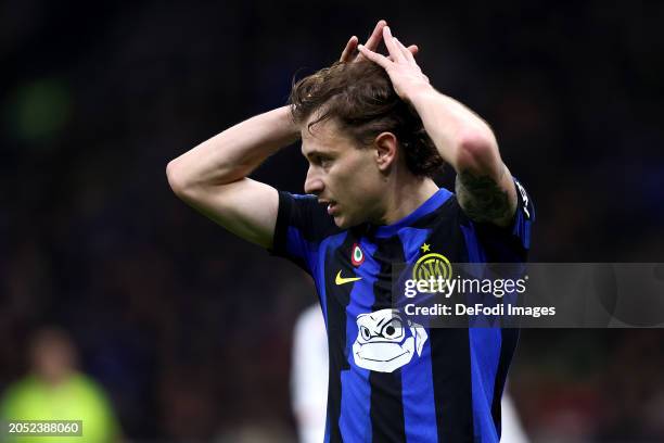 Nicolo Barella of FC Internazionale looks dejected during the Serie A TIM match between FC Internazionale and Genoa CFC at Stadio Giuseppe Meazza on...