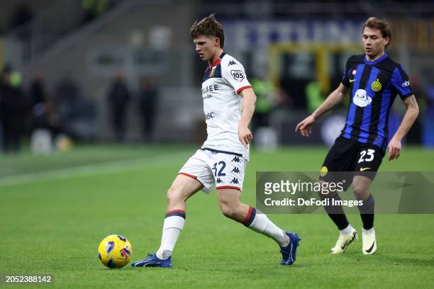 Morten Frendrup of Genoa CFC controls the ball during the Serie A TIM match between FC Internazionale and Genoa CFC at Stadio Giuseppe Meazza on...