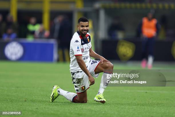 Junior Messias of Genoa CFC lies on the ground during the Serie A TIM match between FC Internazionale and Genoa CFC at Stadio Giuseppe Meazza on...