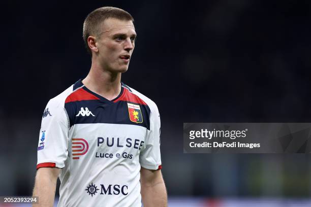 Albert Guomundsson of Genoa CFC looks on during the Serie A TIM match between FC Internazionale and Genoa CFC at Stadio Giuseppe Meazza on March 4,...