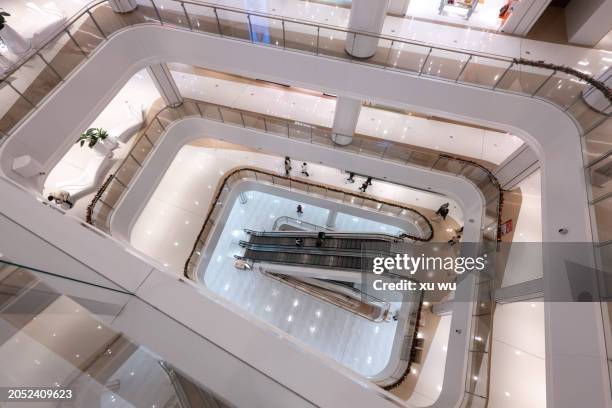 modern architecture atrium in shopping mall escalator - atrio-caracter
