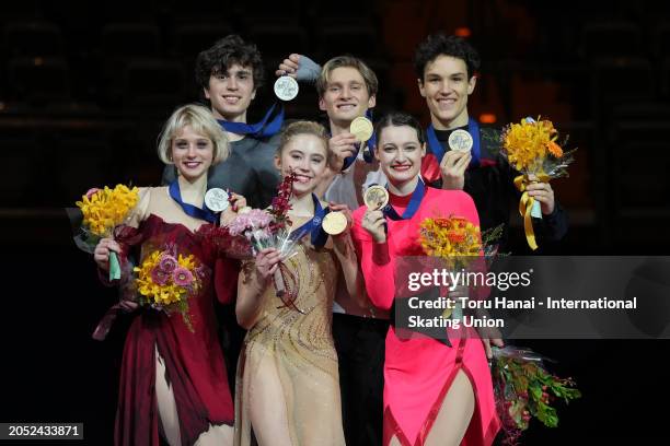 Silver medalists Elizabeth Tkachenko and Alexei Kiliakov of Israel, gold medalists Leah Neset and Artem Markelov of United States and bronze...