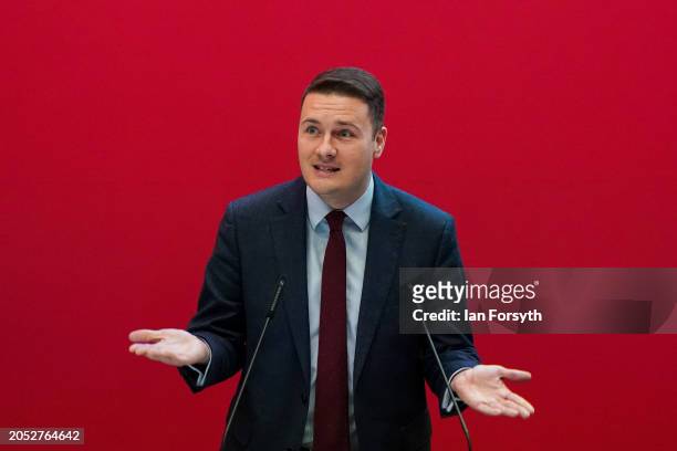Wes Streeting, Shadow Secretary of State for Health and Social Care delivers his keynote speech to delegates during the Labour North Conference at...