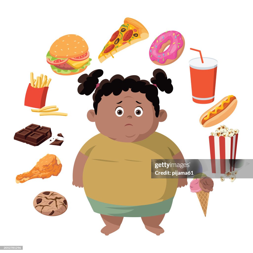 Unglückliches kleines dickes Mädchen. Versagen bei der Ernährung. Stoppen Sie Fettleibigkeit.