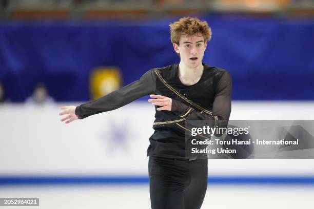 Edward Appleby of Great Britain performs in the Junior Men Free Skating during the ISU World Junior Figure Skating Championships at Taipei Arena on...