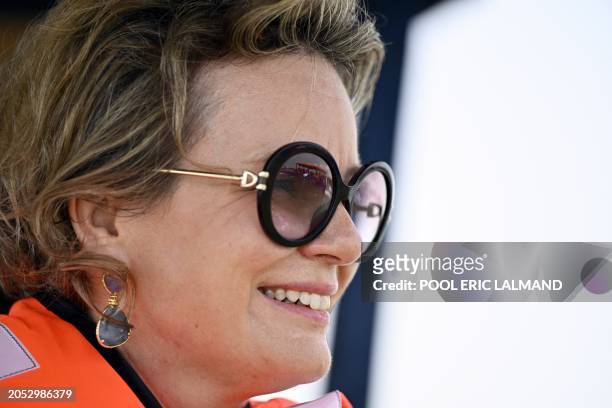 Queen Mathilde of Belgium takes a boat trip through mangroves, after a royal visit to Grand-Lahou, during a royal working visit to Ivory Coast,...