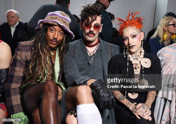 Jeffrey C. Williams, Lucky Love and Brooke Candy attend the Vivienne Westwood Womenswear Fall/Winter 2024-2025 show as part of Paris Fashion Week on...
