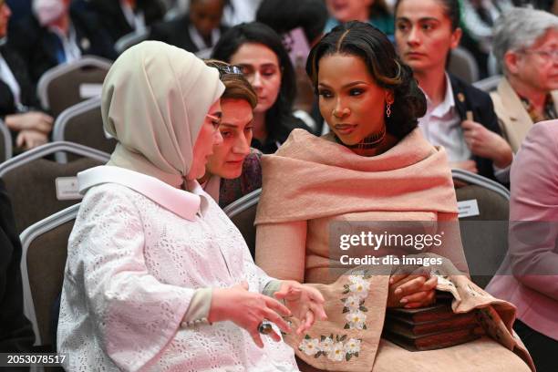 Emine Erdoğan, wife of President Tayyip Erdoğan, attends the Antalya Diplomatic Forum Women, Peace and Security Session in 2024, and Emine Erdoğan...