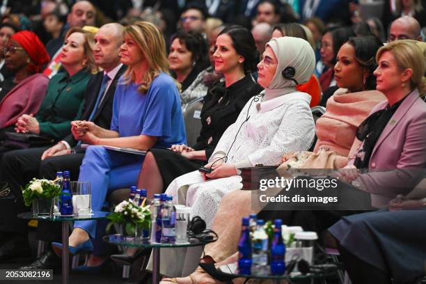 Emine Erdoğan, wife of President Tayyip Erdoğan, attends the Antalya Diplomatic Forum Women, Peace and Security Session in 2024, and Emine Erdoğan...