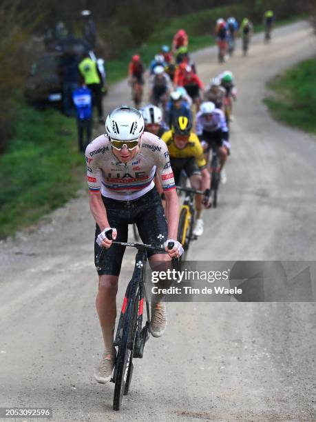 Tadej Pogacar of Slovenia and UAE Team Emirates attacks in the breakaway during the 18th Strade Bianche 2024, Men's Elite a 215km one day race from...