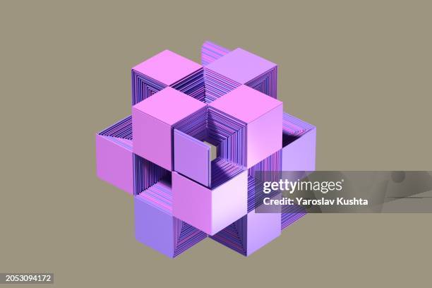 abstract data cubes connection cgi - blockchain isometric stock pictures, royalty-free photos & images