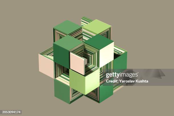 abstract data cubes connection cgi - blockchain isometric stock pictures, royalty-free photos & images