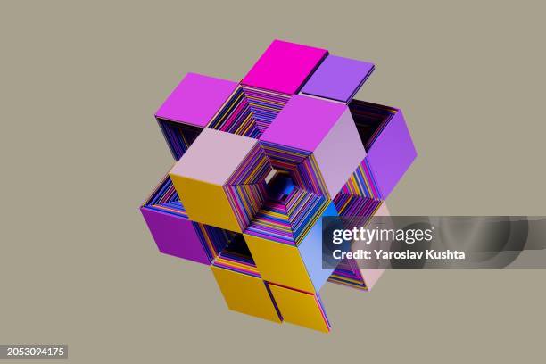 abstract data cubes connection cgi - blockchain isometric stock pictures, royalty-free photos & images