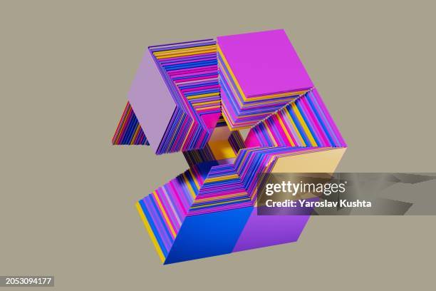 abstract data cubes connection cgi - blockchain isometric stock pictures, royalty-free photos & images