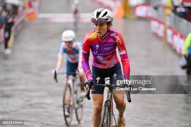 Niamh Fisher-Black of New Zealand and Team SD Worx-Protime crosses the finish line during the 10th Strade Bianche 2024, Women's Elite a 137km one day...