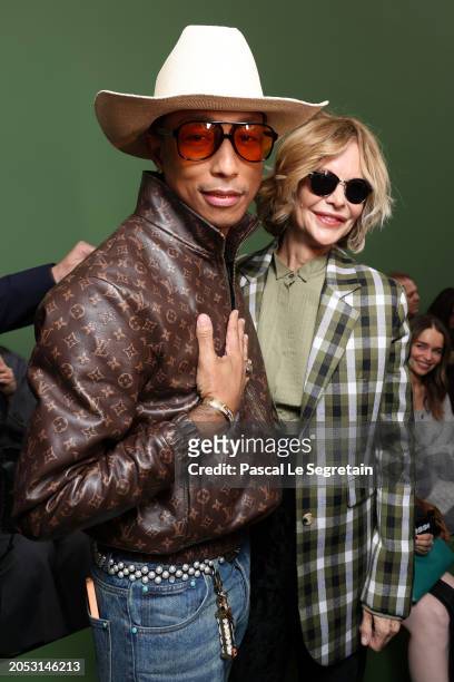 Pharrell Williams and Meg Ryan attend the Loewe Womenswear Fall/Winter 2024-2025 show as part of Paris Fashion Week on March 01, 2024 in Paris,...