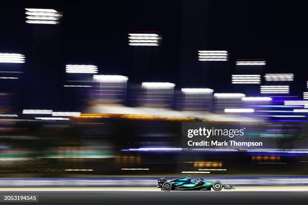 Fernando Alonso of Spain driving the Aston Martin AMR24 Mercedes on track during the F1 Grand Prix of Bahrain at Bahrain International Circuit on...