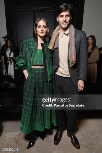 Olivia Palermo and Johannes Huebl attend the Elie Saab Womenswear Fall/Winter 2024-2025 show as part of Paris Fashion Week on March 02, 2024 in...
