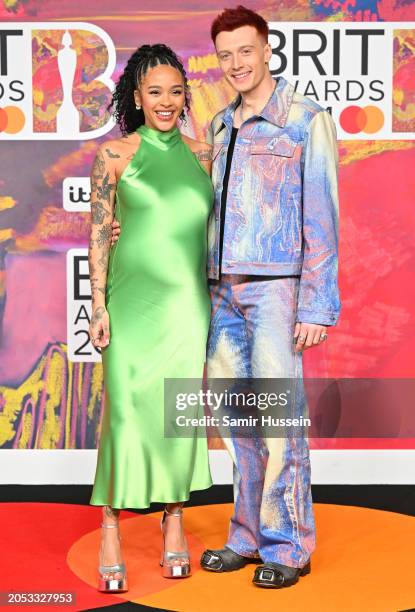 Yinka Bokinni and Jack Saunders attend the BRIT Awards 2024 at The O2 Arena on March 02, 2024 in London, England.