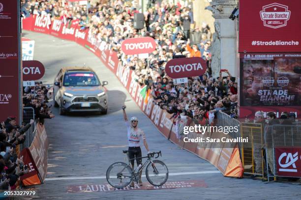 Tadej Pogacar of Slovenia and UAE Team Emirates wins the 18th Strade Bianche 2024, Men's Elite a 215km one day race from Siena to Siena on March 02,...